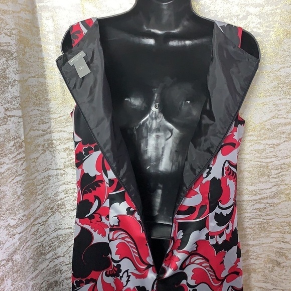 Anne Klein Burgundy and Silver Paisley Print Shift Dress Size 8 - Picture 12 of 17